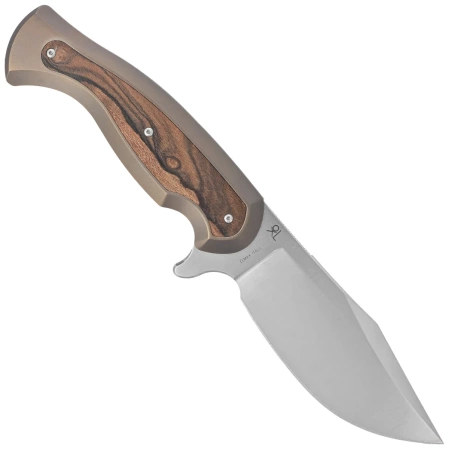 Fox Knife Eastwood Tiger Bronze Titanium/Ziricote Wood, Satin Elmax by Gudy Van Poppel (FX-106 TIZW)