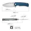 Sencut Skarnax Knife Blue Canvas Micarta, Satin 9Cr18MoV (S24025-3)