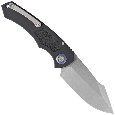 Heretic Knife Pariah Auto Black Aluminum, Stonewashed MagnaCut by Tony Marfione Jr.