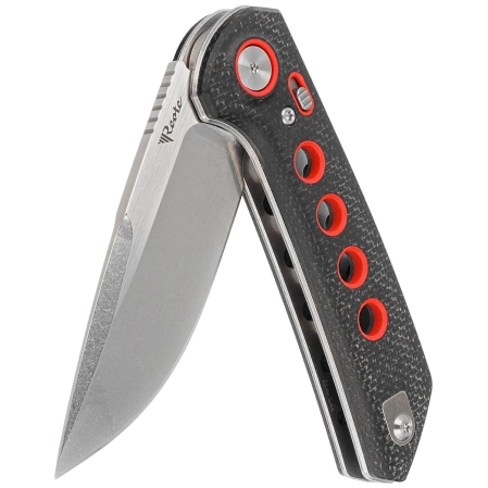 Reate PL-XF-11 Knife Black Micarta/Red G10 Inlay, Stonewashed Nitro-V