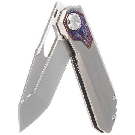 Remette RT-Peregrine Falcon Knife Gray/Thunder Lightning Titanium, Hand Fine Grinding Pearlescent M390 (RTT1-G)