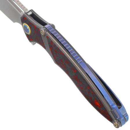 Nóż składany Rike Knife RK 1902 R/CF Titanium/Red Carbon Fiber, Bead Blasted M390