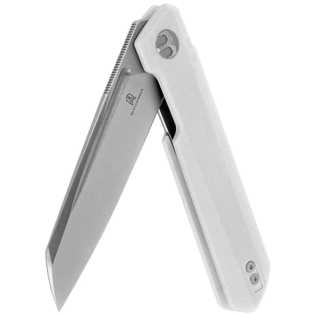 Bestechman Dundee Sheepfoot Knife White G10, Grey PVD/Satin D2 by Ostap Hel (BMK09C)