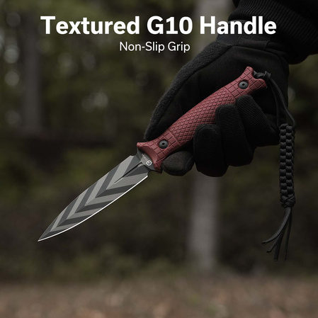 Civivi Perfrico Knife Burgundy G10, Black/Gray Striped 14C28N (C23026-3)