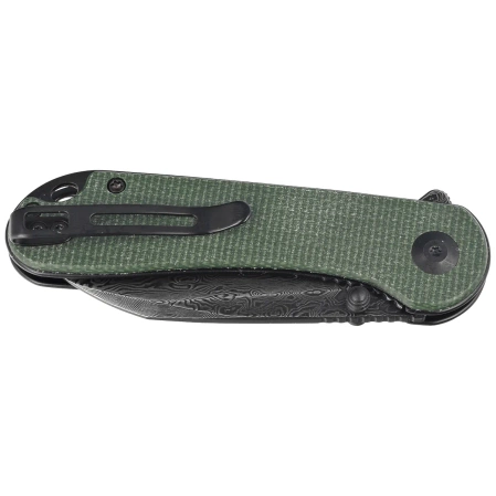 Civivi Knife Elementum Wharncliffe Green Canvas Micarta, Black Hand Rubbed Damascus (C18062AF-DS1)