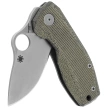 Spyderco SpyNano Flash Batch Knife Green Canvas Micarta/Titanium, Satin M398 (C268MTIP)