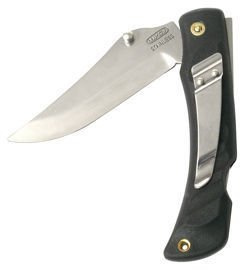 Mikov Crocodile Black ABS Folding Knife, Mirror Finish with Clip (243-NH-1/C CLIP/BLACK)