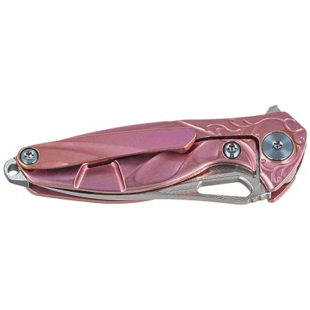 Nóż na szyję RikeKnife Mini Hummingbird Pink Titanium, Rose Damascus by Richard Wu (RK-MINI-PI)