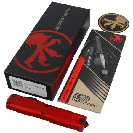 Microtech Ultratech Gen IV S/E OTF Knife Red Aluminum, Black M390MK by Tony Marfione (11214-1RD)