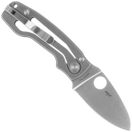 Spyderco Pits 2 Slipit Knife Gray Titanium, Satin M398 by Mike Read (C269TIP)