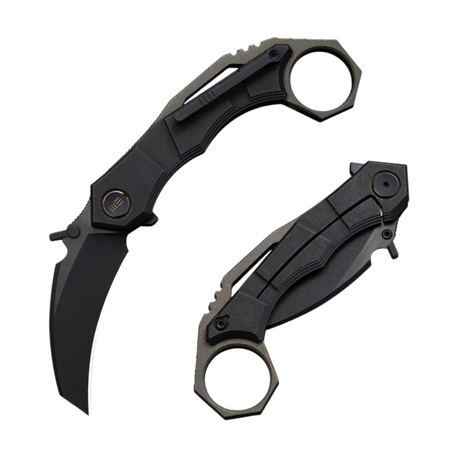 Nóż składany WeKnife Tayra Black Titanium, Black Stonewashed/Brushed M390 (WE24069-1)