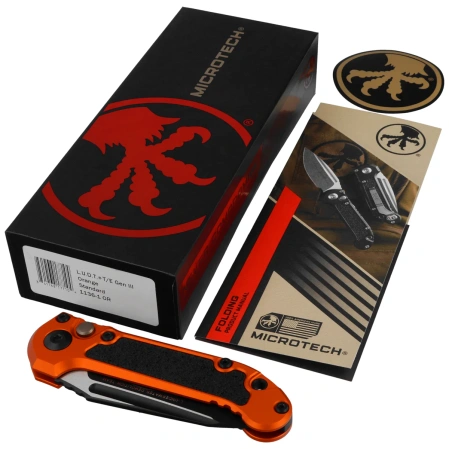 Microtech LUDT Gen III T/E Automatic Knife Orange Aluminum, Black M390MK by Tony Marfione (1136-1OR)