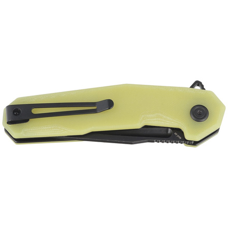 Kubey Carve KB237J Knife Translucent Yellow G10, Blackwashed AUS-10