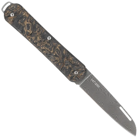 Fox Vulpis 130 LE No 147/250 Dark Matter Fat Carbon, Super Clean Damascus by Balbach Damast Pocket Knife (FX-VPDAM130 DMGO)