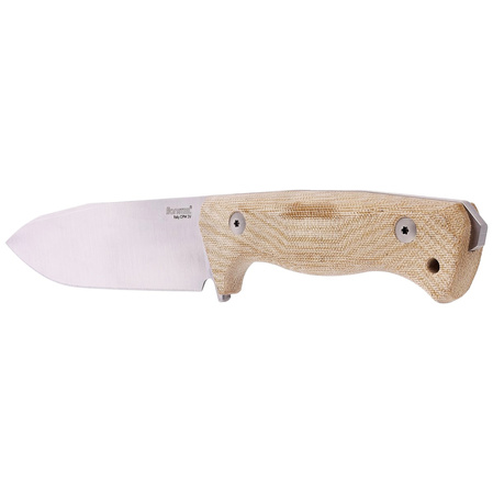 LionSteel Knife Natural Canvas Micarta, Satin CPM 3V by Molletta (T6 3V CVN)