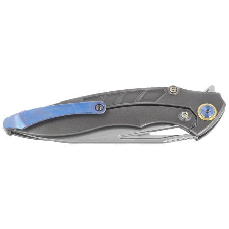 Nóż składany Rike Knife RK 1902 B/CF Titanium/Blue Carbon Fiber, Bead Blasted M390
