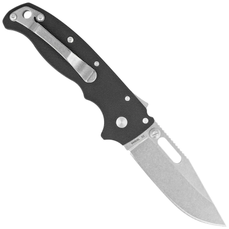 Demko AD20.5 Clip Point Knife Black Peel Ply G10, Stonewashed D2 by Andrew Demko (205-D2-BLKPPG10-CP)