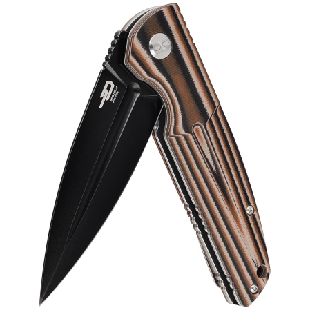 Bestech Knife Fin Black / Orange / Beige G10, Black Stonewashed 14C28N (BG34C-3)
