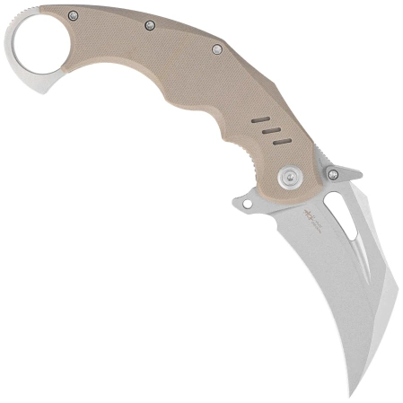 Kubey Wrath Knife Tan G10, Beadblasted 14C26N by MUZI Design (KU261C)