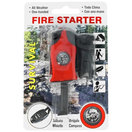 Krzesiwo Barbaric 33285 Fire Starter Red/Black z kompasem