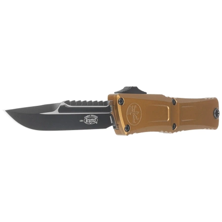 Microtech Combat Troodon Gen III Interceptor Signature OTF Knife Tan Aluminum, Black M390MK by Tony Marfione (1217-1TAS)