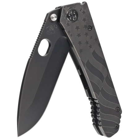 Medford 187 DP Black PVD ''Ghosted Flag'' Titanium, PVD HW, PVD w/Bronze Clip, Black PVD D2 by Greg Medford (MK002DPQ-30PV-TPCP-Q4)