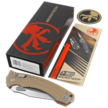 Microtech Amphibian Ram-Lok S/E Knife Tan Fluted G10, Stonewashed M390MK by Tony Marfione (137RL-10FLGTTA)