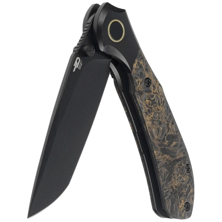 Bestech Constellation Knife Black Titanium/Dark Matter Gold FatCarbon, Black PVD MagnaCut by Munko Knives (BT2501C)