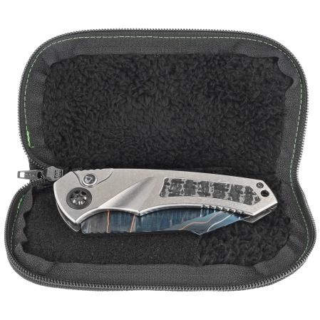 Heretic Knife Pariah-A Custom Titanium / Fat Carbon Snakeskin Inlays, Blued Baker Forge Elite AuroraMai Damascus by Tony Marfione Jr.