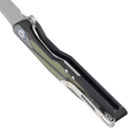 Nóż składany RikeKnife Tulay Integral Black G10/OD Green G10 Inlay, Satin 154CM (RK-TULAY-BOG)