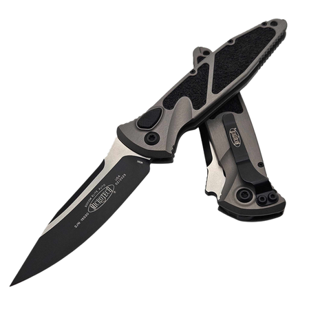 Microtech Socom Elite Auto S/E Natural Clear Aluminum, Black M390 by Tony Marfione (160A-1NC)