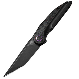 Bestech Blind Fury Knife Black Stonewashed Titanium / Red Marble CF, Black Stonewashed M390 by Kombou (BT2303E)