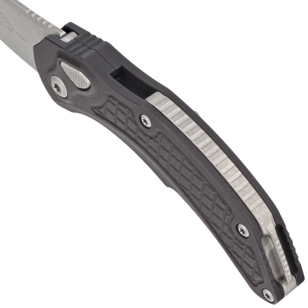 Microtech Brachial Black Aluminum, Apocalyptic by Bastinelli and Tony Marfione switchblade (268A-10AP)