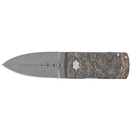 Nóż składany Maserin Daga Black/Gold FatCarbon, Damascus Small Roses by Attilio Morotti (372/DG)