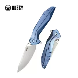 Nóż składany Kubey Nova Frame Lock Blue Titanium, Beadblasted 14C28N (KB235C)