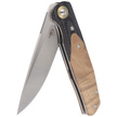 Bestech Ascot Black Carbon Fiber/G10 Lightburl Wood, Satin 14C28N Knife (BG19D)