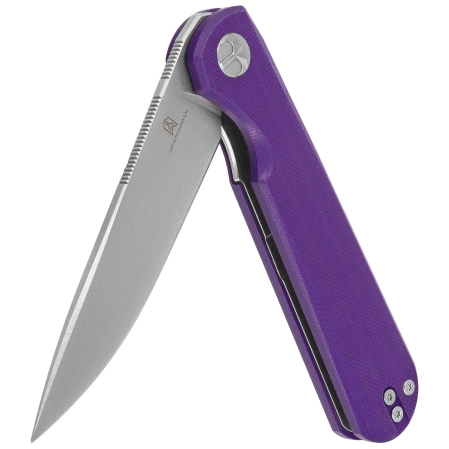 Bestechman Flick Knife Purple G10, Satin/Stonewashed D2 by Ostap Hel (BMK13B)