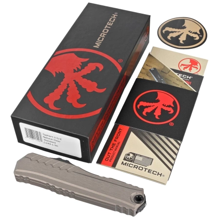 Microtech Cypher II D/E OTF Knife Natural Clear Aluminum, Black M390MK by Deryk Munroe and Tony Marfione (1242-1NC)