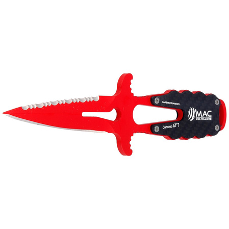 MAC Apnea 9 Diving Knife Carbon Fiber, Red PTFE W 1.4060 (APN09.CF)