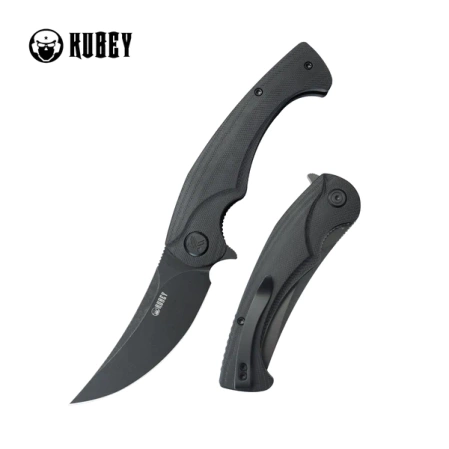 Nóż składany Kubey Scimitar Black G10, Black Stonewashed 14C28N (KU173L)