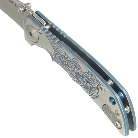 Nóż składany Spartan Blades Harsey Folder 3.25 Special Edition Saint Michael Gray Titanium, Gray HW, Stonewashed MagnaCut  by William W. Harsey Jr.