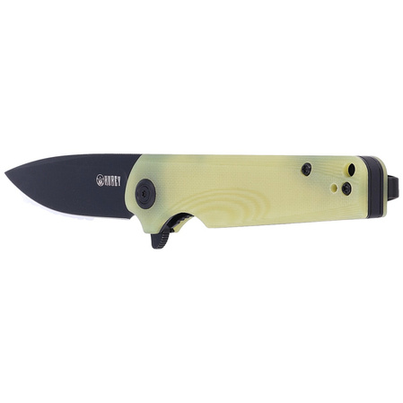 Kubey Knife Wolverine, Translucent Yellow G10, Dark Stonewashed D2 (KU233D)