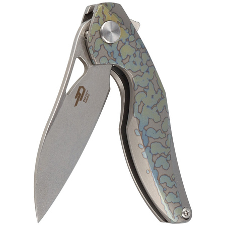 Nóż na szyję Bestech The Reticulan Grey/Colorful Titanium, Stonewashed/Satin CPM S35VN by Elijah Isham (BT1810E)