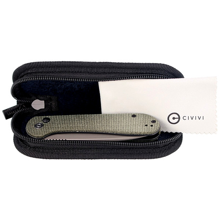 CIVIVI Knife Button Lock Elementum Dark Green Micarta, Gray Stonewashed (C2103C)