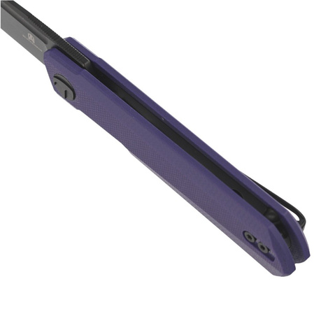 Bestechman Knife Mini Dundee Purple G10, Black DLC D2 by Ostap Hel (BMK03J)