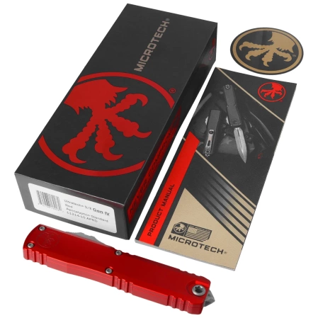 Nóż automatyczny OTF Microtech Ultratech Gen IV S/E Red Aluminium, Apocalyptic M390MK by Tony Marfione (11214-10APRD)
