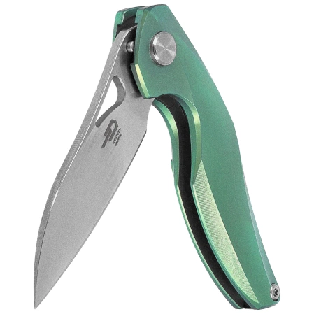Bestech The Reticulan Neck Knife Green Titanium, Stonewashed / Satin CPM S35VN by Elijah Isham (BT1810C)