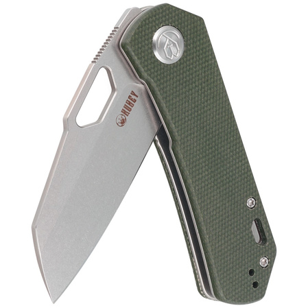 Nóż składany Kubey Knife Duroc Green Micarta, Black Stonewashed AUS-10 by Colin Maisonpierre (KU332L)