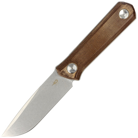 Bestech Knife Hedron Brown Canvas Micarta, Stonewash D2 by Ostap Hel (BFK02D)