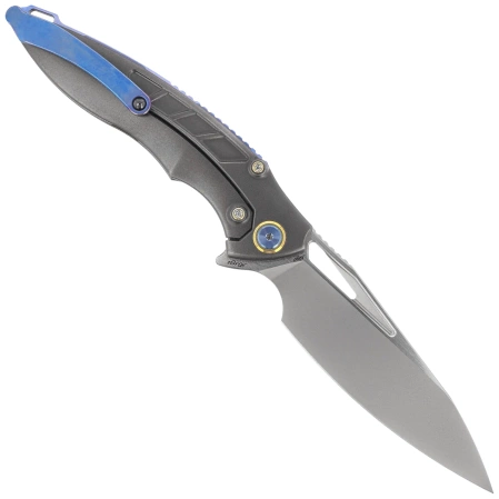 Rike Knife RK 1902 B/CF Titanium/Blue Carbon Fiber, Bead Blasted M390